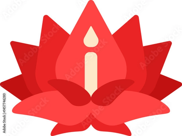 Obraz Beautiful Lotus Flower With Candle Vector Illustration