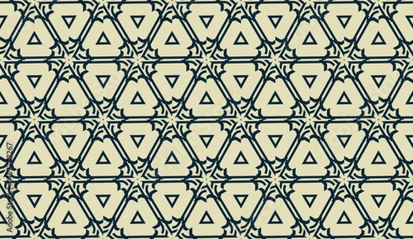 Fototapeta Vector layout with curved line, illusion triangles. Abstract hipster pattern. For your wallpaper, advert, banner, poster. mixed green color. seamless