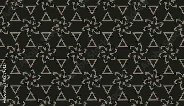 Obraz For interior wallpaper, smart design, fashion print.Vector seamless illustration with pattern in triangles style. Dark black color.