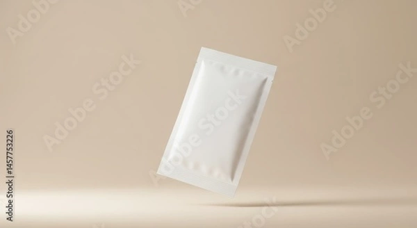 Obraz White Sachet Package on Beige Background