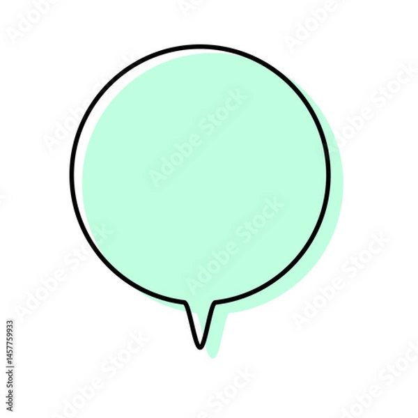 Fototapeta シンプルな線がずれた吹き出し　丸形の下向き