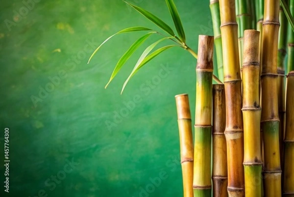 Fototapeta Minimalist Pongal: Green Sugarcane Copy Space - Festive Harvest
