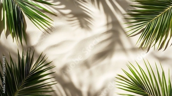 Obraz Palm leaves shadow with beige background.