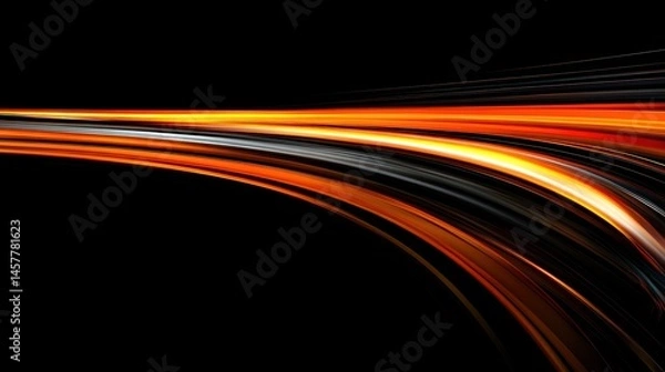 Fototapeta Dynamic orange and black abstract light streaks background
