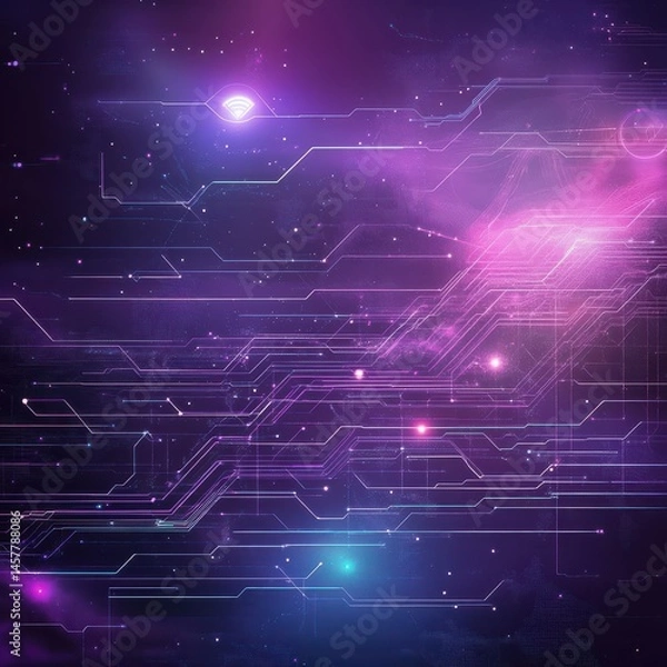 Fototapeta Data security action in the hyperrealistic cloud digital environment gigapixel perspective