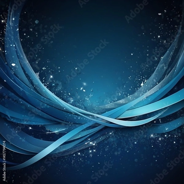 Obraz Blue-themed background designed for a giveaway promotion, glowing lights, sparkles, luminous waves, and soft flares