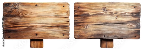 Fototapeta two wooden signboards isolated on white background.