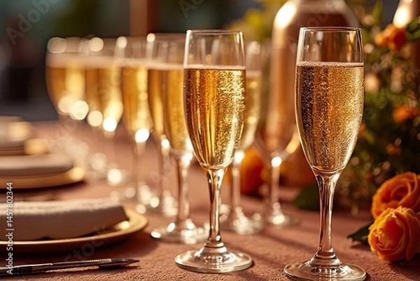 Fototapeta Bubbly Event with Elegant Glassware and Decoration