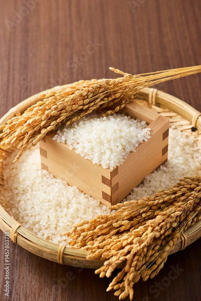 Fototapeta 升に盛った日本のお米