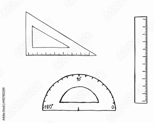 Fototapeta Math Formulas and Figures Hand Drawn Vector, geometry