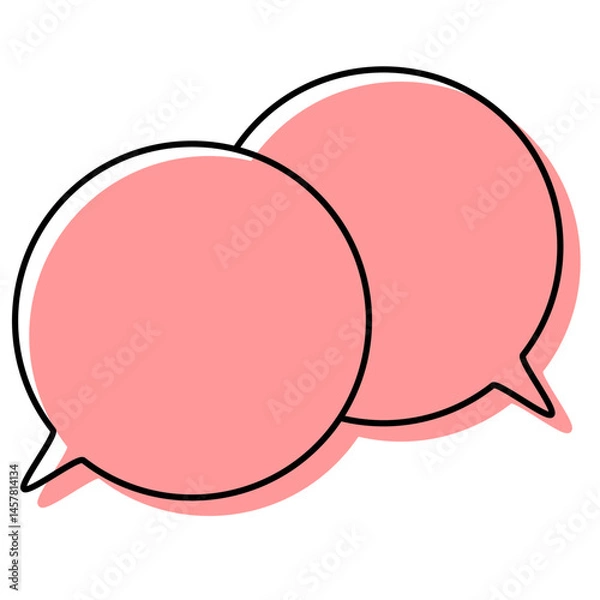 Fototapeta シンプルな線がずれた吹き出し　重なる会話