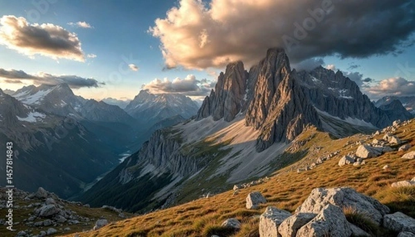 Obraz Rugged Mountain Landscape with Dramatic Skies