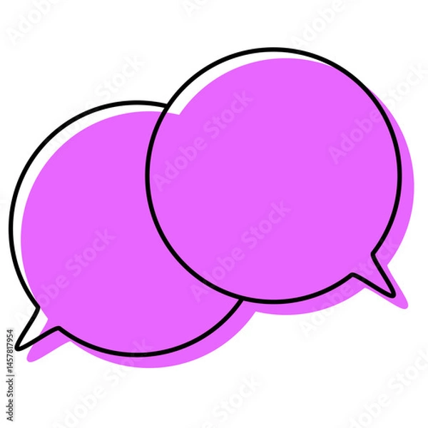 Fototapeta シンプルな線がずれた吹き出し　重なる会話