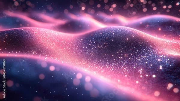 Obraz Mesmerizing Cosmic Wave of Glowing Ethereal Energy in the Starry Universe  Vibrant abstract background of dynamic swirling lights nebulae and galaxy like elements create a captivating