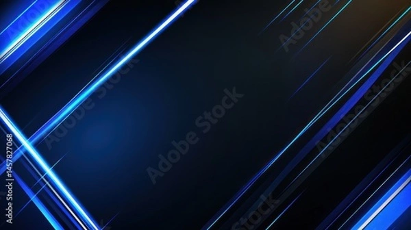 Obraz Abstract blue glowing diagonal lines background