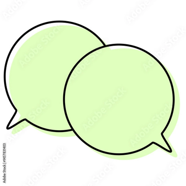 Fototapeta シンプルな線がずれた吹き出し　重なる会話