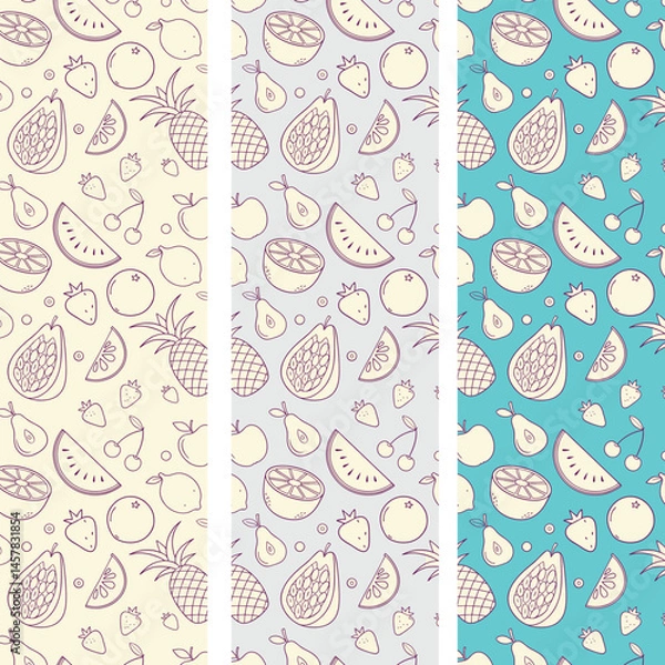 Fototapeta Color stylized fruit background. Outlines vector illustration