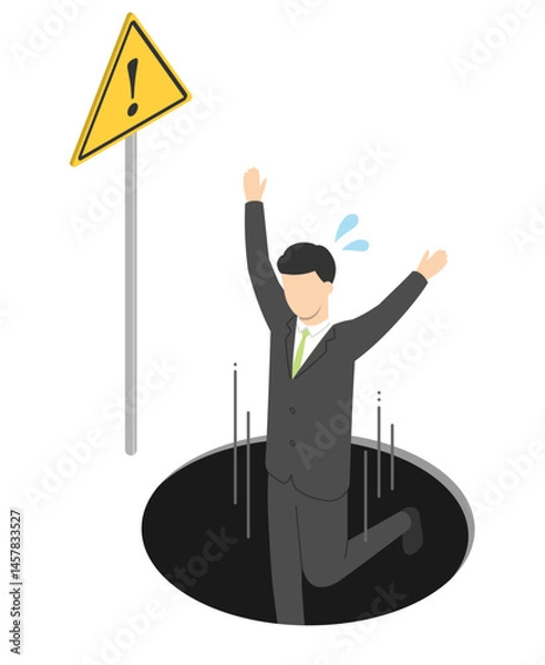 Obraz 穴に落ちる会社員の男性