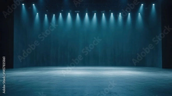 Fototapeta Empty stage with spotlights and smoky atmosphere