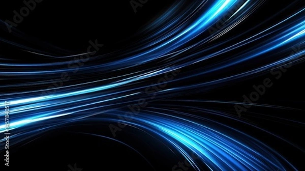 Fototapeta Dynamic blue light streaks abstract background image