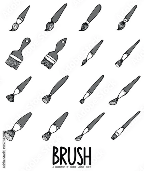 Fototapeta Brush Related Doodle vector icon set. Drawing sketch illustration hand drawn line eps10