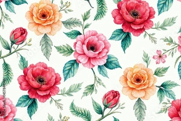 Obraz Intricate watercolor floral pattern, perfect for textile design, pattern, surface pattern, design