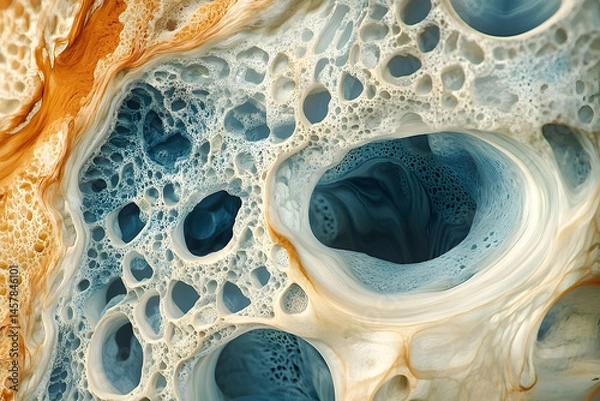 Obraz Detailed close-up view of an abstract porous texture.
