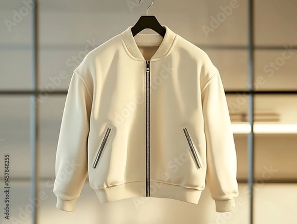 Obraz Cream bomber jacket with studio shot.