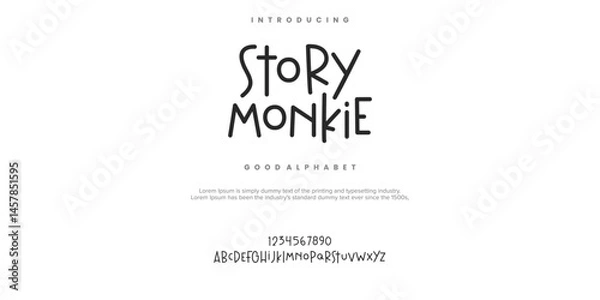 Fototapeta Story Monkie Elegant Font Creative Hand Drawn Uppercase and Number. Street Art Classic Lettering Fashion Designs Typography modern serif decorative vintage concept vector illustration