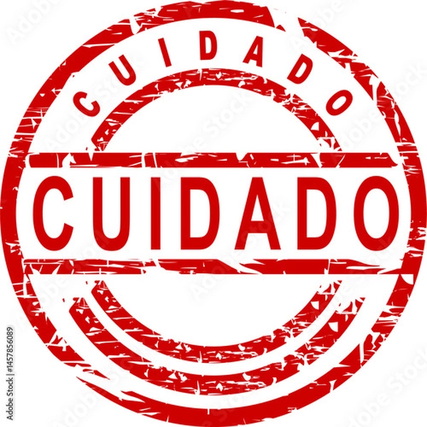 Fototapeta cuidado red stamp spanish text sticker in vector art very easy to edit