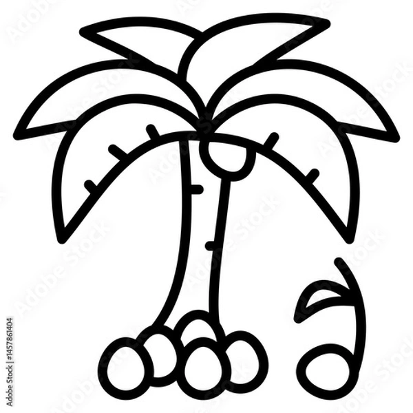 Fototapeta Coconut Tree icon with outline style and pixel perfect base. Suitable for website design, logo, app and UI. Based on the size of the icon in general, so it can be reduced.
