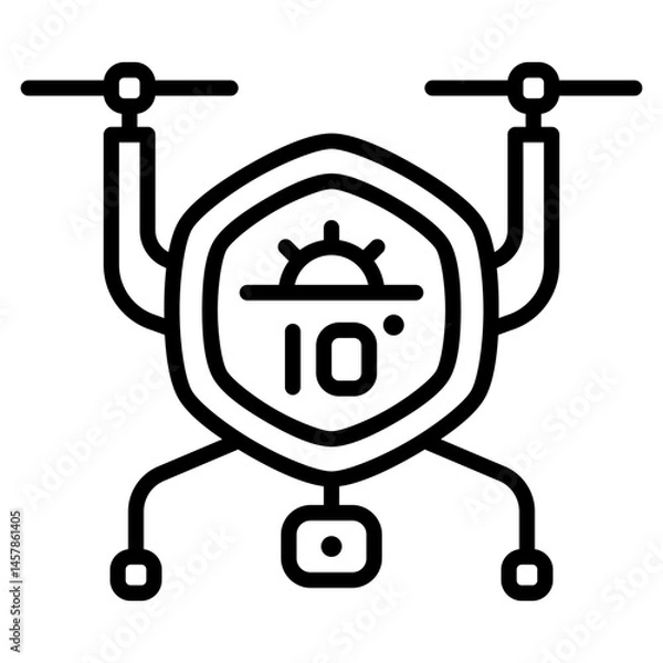 Obraz AI Weather Drone icon with outline style and pixel perfect base. Suitable for website design, logo, app and UI. Based on the size of the icon in general, so it can be reduced.