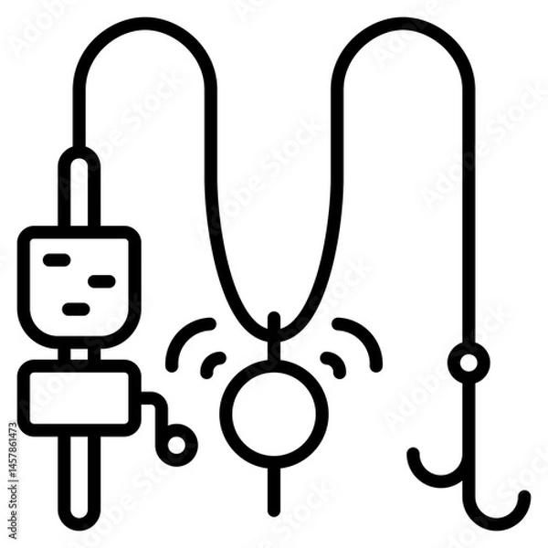 Obraz Smart Fishing Rod icon with outline style and pixel perfect base. Suitable for website design, logo, app and UI. Based on the size of the icon in general, so it can be reduced.