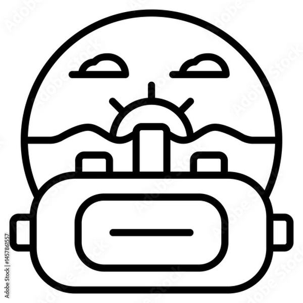 Fototapeta Virtual Reality Beach icon with outline style and pixel perfect base. Suitable for website design, logo, app and UI. Based on the size of the icon in general, so it can be reduced.
