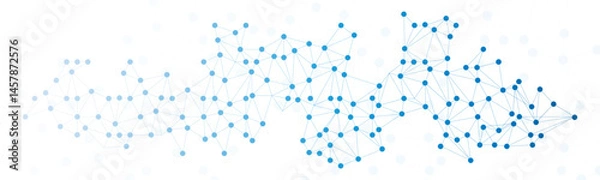 Fototapeta Blue geometric network structure on white background. Abstract plexus technology futuristic network background. Vector illustration