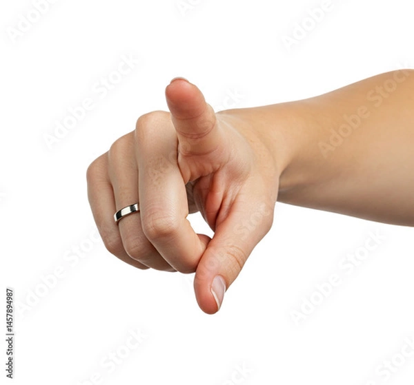 Obraz Pointing Finger: A Close-Up of a Hand with the Index Finger Extended, Directed Towards the Viewer, Isolated on transparent Background