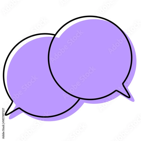 Fototapeta シンプルな線がずれた吹き出し　重なる会話