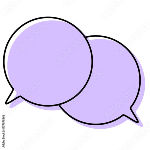 Fototapeta シンプルな線がずれた吹き出し　重なる会話