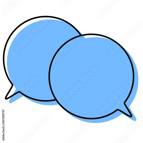 Fototapeta シンプルな線がずれた吹き出し　重なる会話