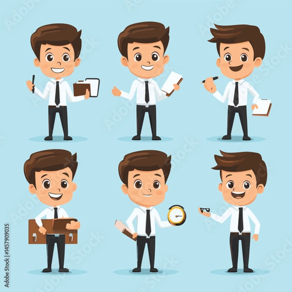 Obraz Daily activities businessman character, vector style simple color