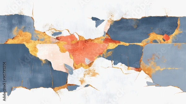 Obraz Detailed map of the world featuring blistered paint texture in an artistic representation with high definition quality elements