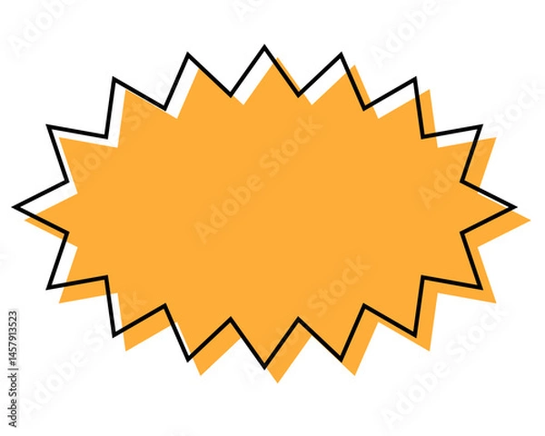 Fototapeta シンプルな線がずれた吹き出し　細長いギザギザした形