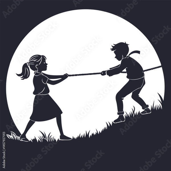 Obraz Girl Skipping Rope Silhouette Vector 