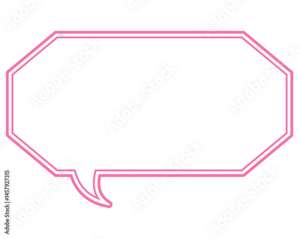 Obraz シンプルなカラー線の吹き出し　細長い八角形