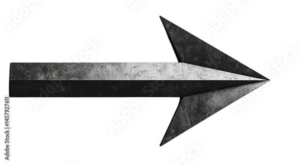 Fototapeta Png of Stylized metallic arrow pointing right, symbolizing direction and guidance.