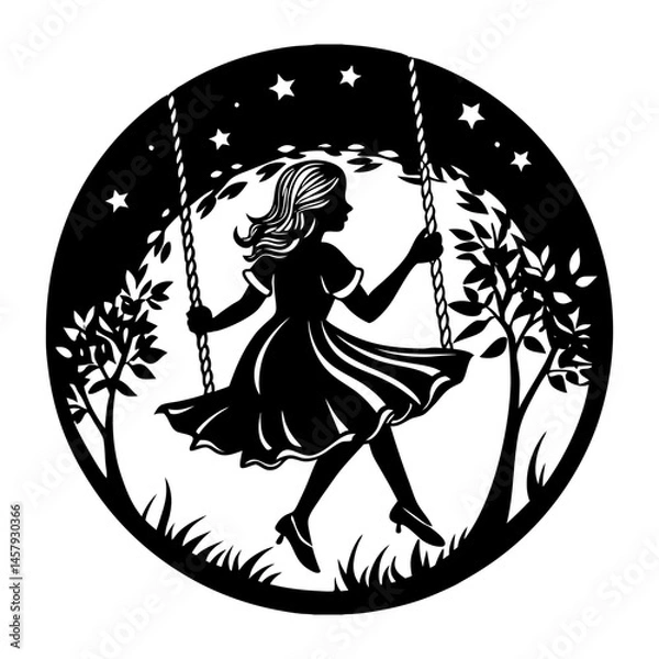 Obraz Child Swinging Silhouette Vector