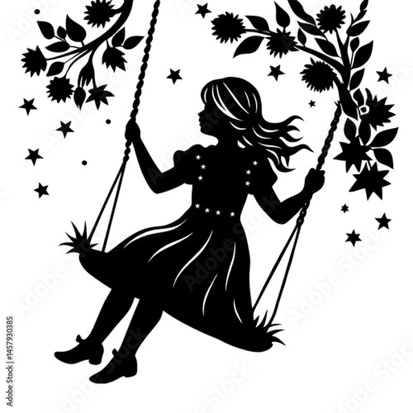 Obraz Child Swinging Silhouette Vector