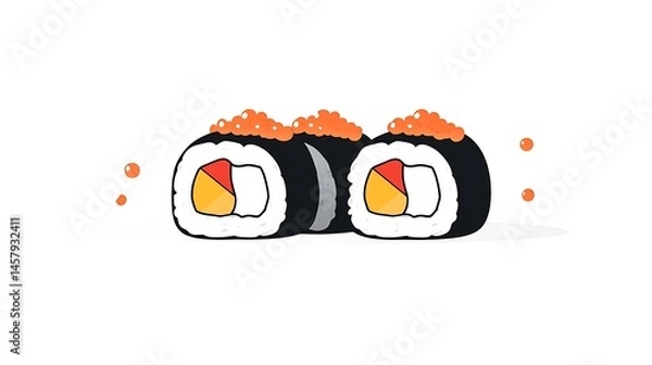 Fototapeta Salmon sushi roll vector artwork with clean style and sharp lines high resolution picture