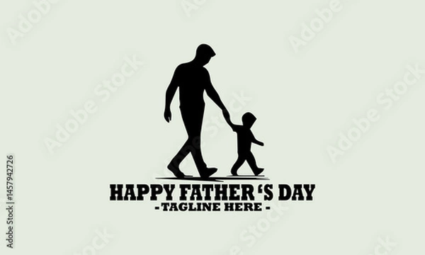 Fototapeta illustration vector happy father's day design, logo vector happy father's day art and silhouette of happy family on a white background