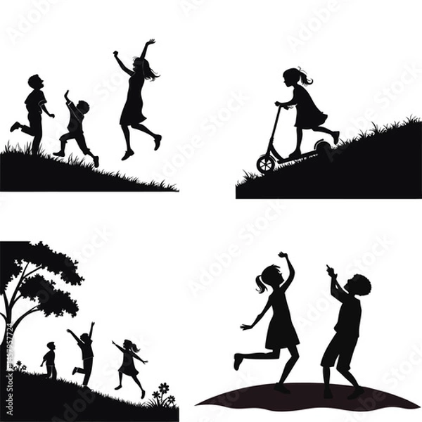 Obraz  Jumping Happy Kid Silhouette Vector 